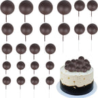 Rsstarxi 30 PCS Mini Balloons Cake Toppers - Foam Balls Insert Decorations for Baby Shower, Wedding Anniversary, Kids Birthday Party - Coffee