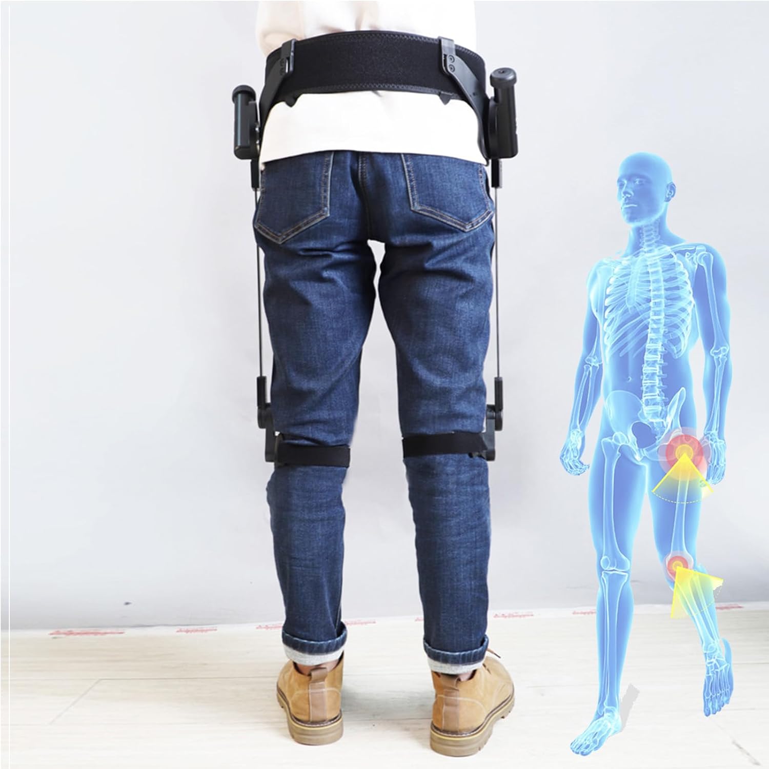Wearable Bionic Power Exoskeleton for Walking,Adjustable 3 Strength, Bionic Body Power Walking Aids for Adults Elderly,Travel/Daily Mobility Support (Both Legs, L)