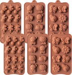 WARM TIME 6 Pcs Silicone Chocolate Mold Set - Food-Grade Non-Stick Candy Molds Cookery Moulds for Chocolate, Candy, Jelly, Butter, and More - Animal Shapes