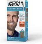 Just For Men Mustache & Beard, Beard Dye for Men with Brush Included, With Keratin Biotin Aloe and Coconut Oil for Healthy Facial Hair - Light Brown, M-25, Pack of 1 (Packaging May Vary)