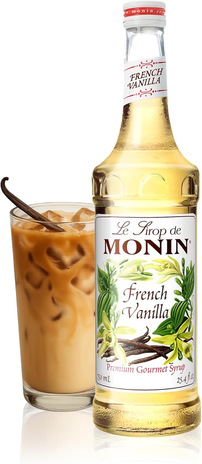 Monin - French Vanilla Syrup, Versatile Flavor, Natural Flavors, Great for Coffees, Cocktails, Shakes, and Kids Drinks, Non-GMO, Gluten-Free (750 ml)