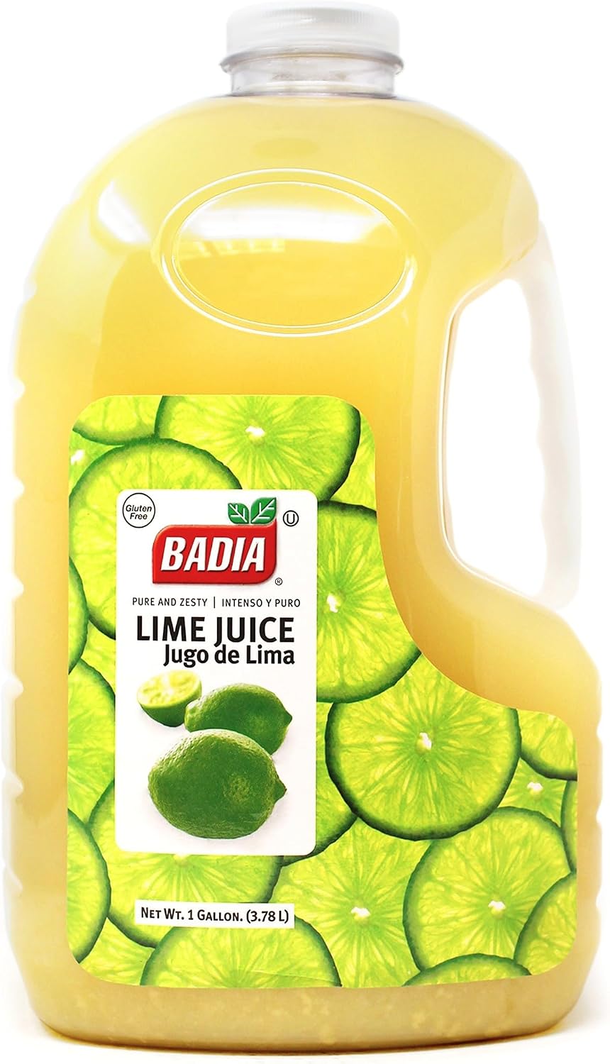 Badia Lime Juice 128 fl oz – Tangy Citrus Flavor from Real Limes, for Cooking, Cocktails, Dressings, Marinades & Beverages