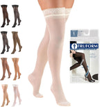 Truform Sheer Compression Stockings, 15-20 mmHg, Women's Thigh High Length, 20 Denier, Ivory, Large