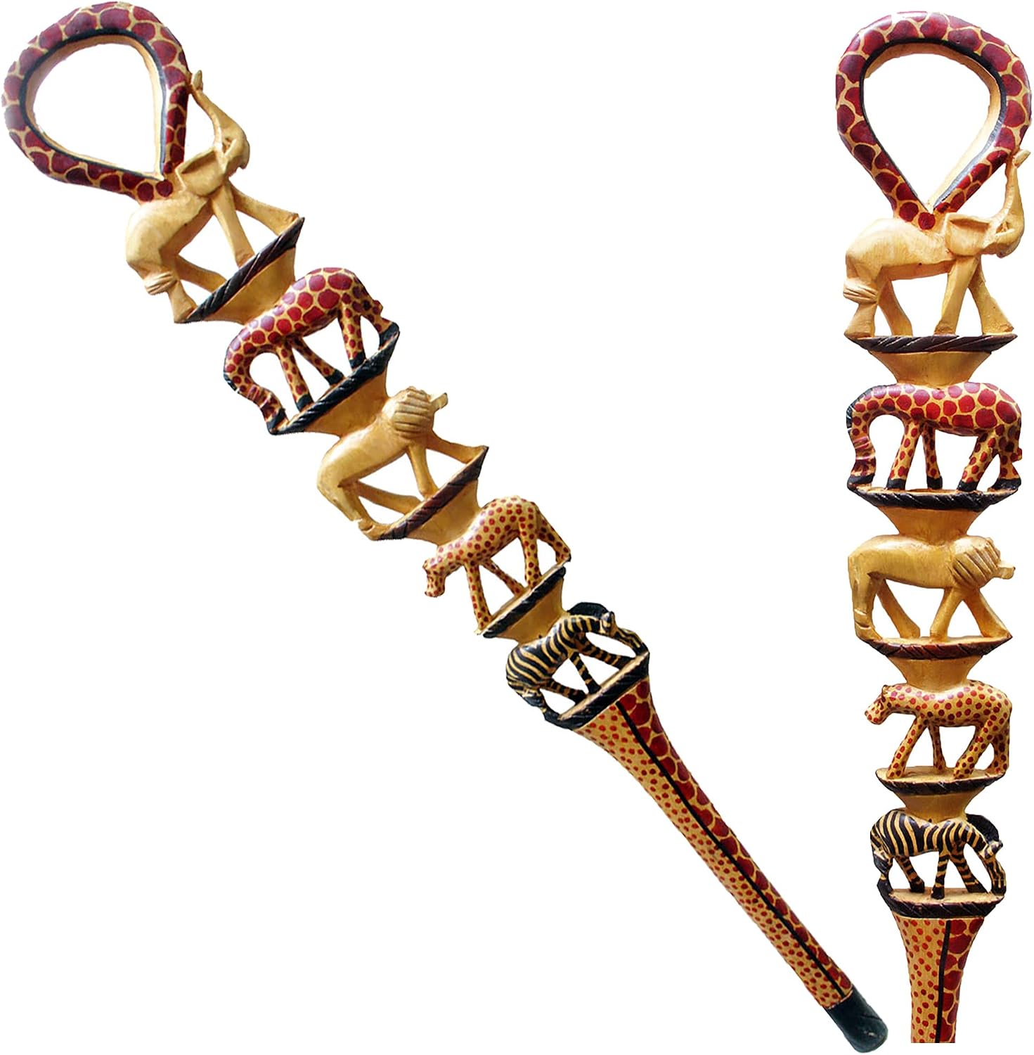 African Wood Decorative Walking Stick (Hand Made in Kenya)