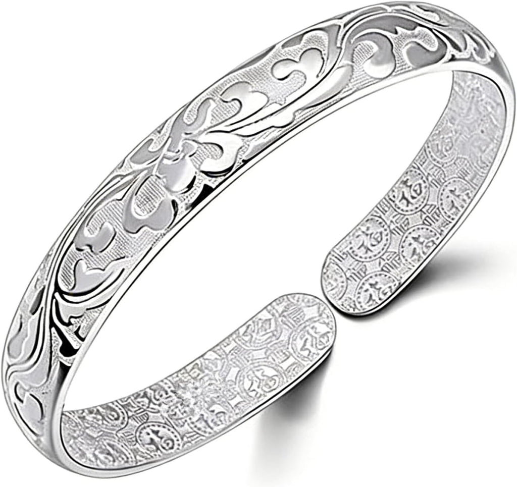 AINIFU Women Blossoms Jewelry Sterling Silver Bracelet Fashion Cuff Bangle Chain Bracelets Practical Processed Personalized Ideas Bracelet