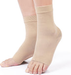 KEKING® Ankle Brace Compression Support Sleeve for Women & Men, Medical Ankle Compression Socks for Plantar Fasciitis, Foot & Ankle Swelling, Achilles Tendon Support, Arch Support, 1 Pair of Beige L