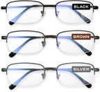 NOVIVON 3.5 Metal Reading Glasses Men - Durable Readers with Blue Light Filtering - Clear Vision