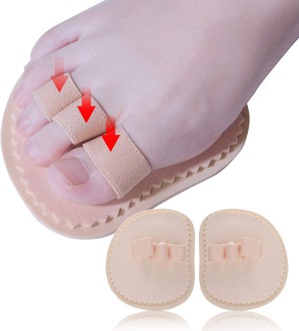Toe Splint & Straightener, Adjustable Loops Hammer Toe Correctors Brace w/Slip-on Cushion Metatarsal Pads for Claw Curled & Crooked Toes - Support Guard for Pre Post Surgery (3 loops right)