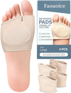 2 Pairs Metatarsal Pads - Gel Ball of Foot Cushions for Women & Men, Washable & Breathable Foot Pads Insoles Ball Pain Relieve for Mortons Neuroma, Metatarsalgia & Bunions, Fit High Heels, Beige Large