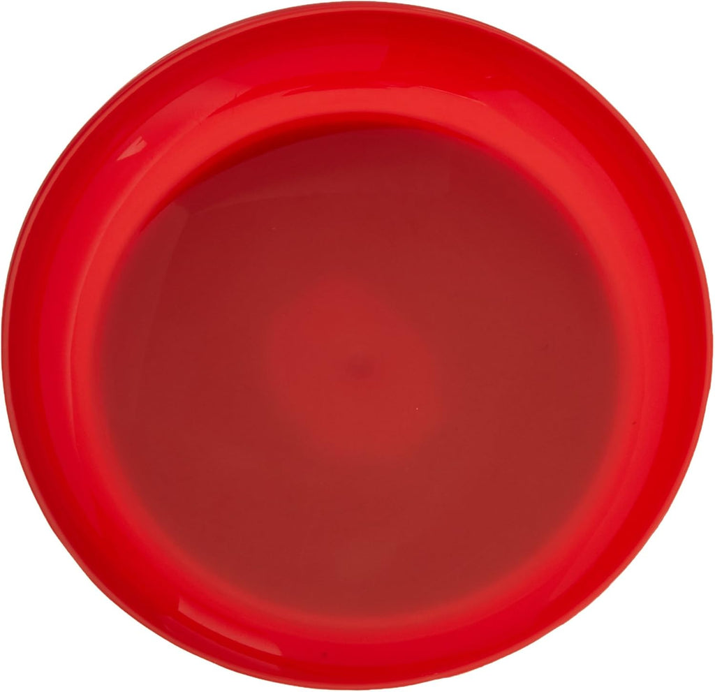 Sammons Preston Red Round Scoop Dish, Unbreakable 8" Scooper Bowl for Elderly, Disabled, & Handicapped, Plate with Non Skid Rubber Padded Bottom for Independent Eating, Self-Feeding Aid