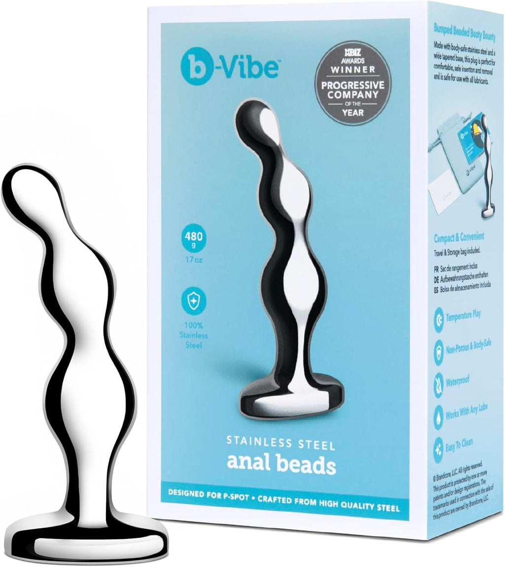 b-Vibe Stainless Steel Anal Beads Prostate Massager Anal Plug Toy, Sex Toys for Adults (Anal Bead 480g)