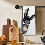Cute Peeking Donkey Kitchen Towels, Funny Donkeys Print Microfiber Dish Cloths, Absorbent Waffle Weave Hand Towels, Durable Tea Towels for Kitchen Home Bathroom, Animal Lover Gifts