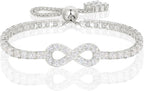 Moissanite Infinity Bracelet, Lab Created Diamond Bracelets for Women, S925 Sterling Silver, 3-5MM Width, 4-9.5inches, 18K Gold Vermeil Adjustable Tennis Bracelets- Birthday Gifts for Women Wife Her