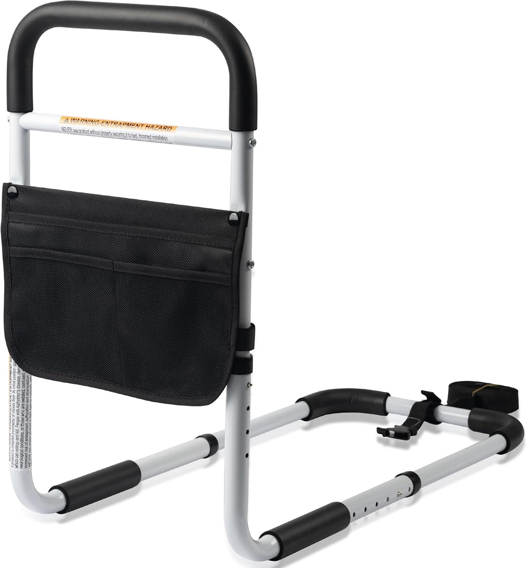 Panta Bed Rails for Elderly Adults, Adjustable Bed Assist Bar for Seniors, Medical Bed Safety Rail with Storage Bag and Fixing Strap, Portable Bed Cane Fit King, Queen, Full, Twin, Medium, Black