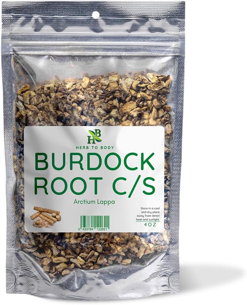 Herb To Body Burdock Root Cut & Sifted – 4 oz, Wildcrafted Arctium Lappa Dried for Herbal Tea, Dried Burdock Tea, and Natural Wellness Uses