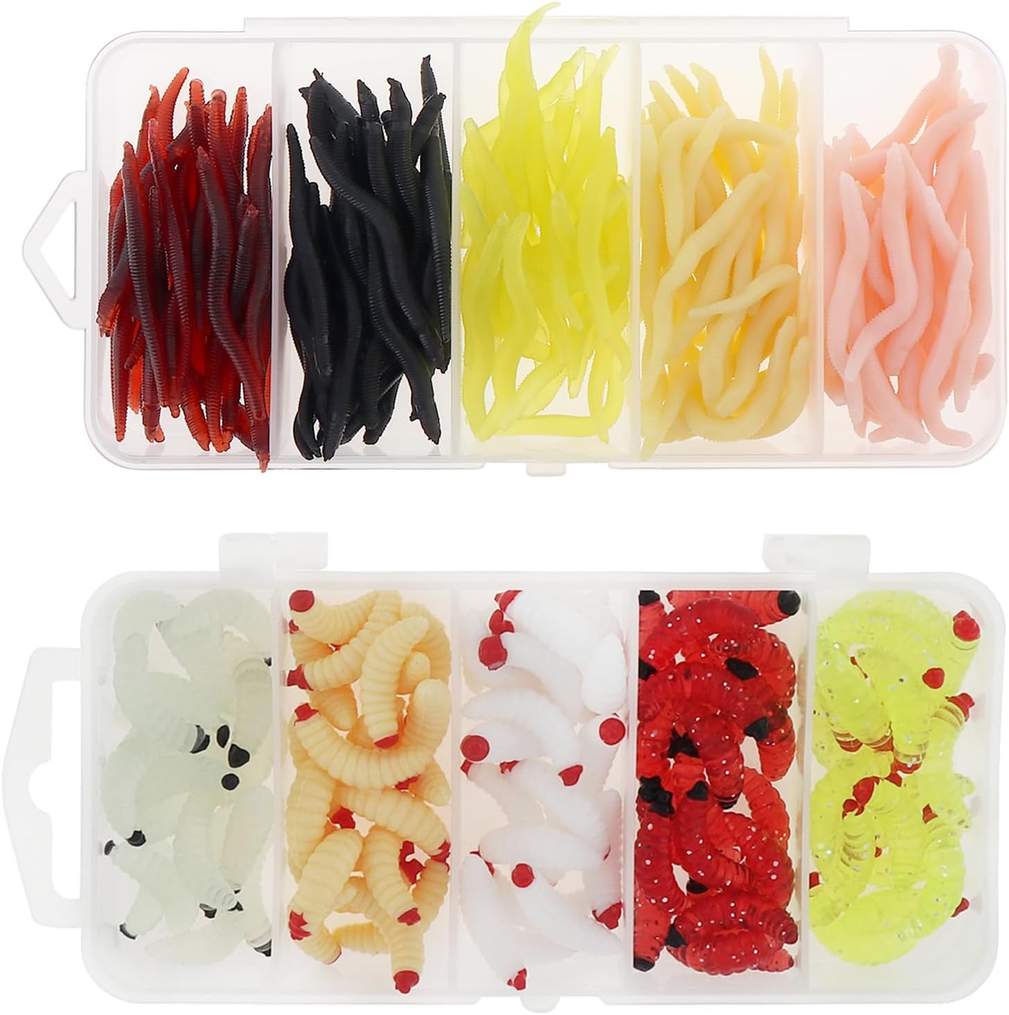 250pcs Soft Plastic Fishing Lures Worms Lure, Plastic Fishing Worms Fake Maggots Fake Worms Baits, Worm Bread Soft Maggots Artificial Earthworm