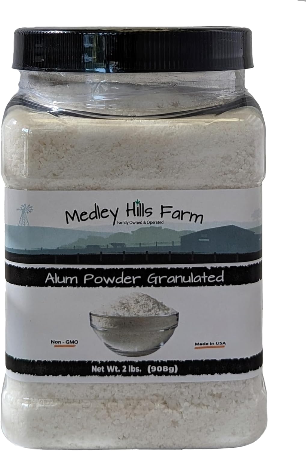 Alum Powder Granulated Food Grade 2 lbs. - by Medley Hills Farm in Reusable Container - Granulated Potassium Alum Powder - Made in The USA