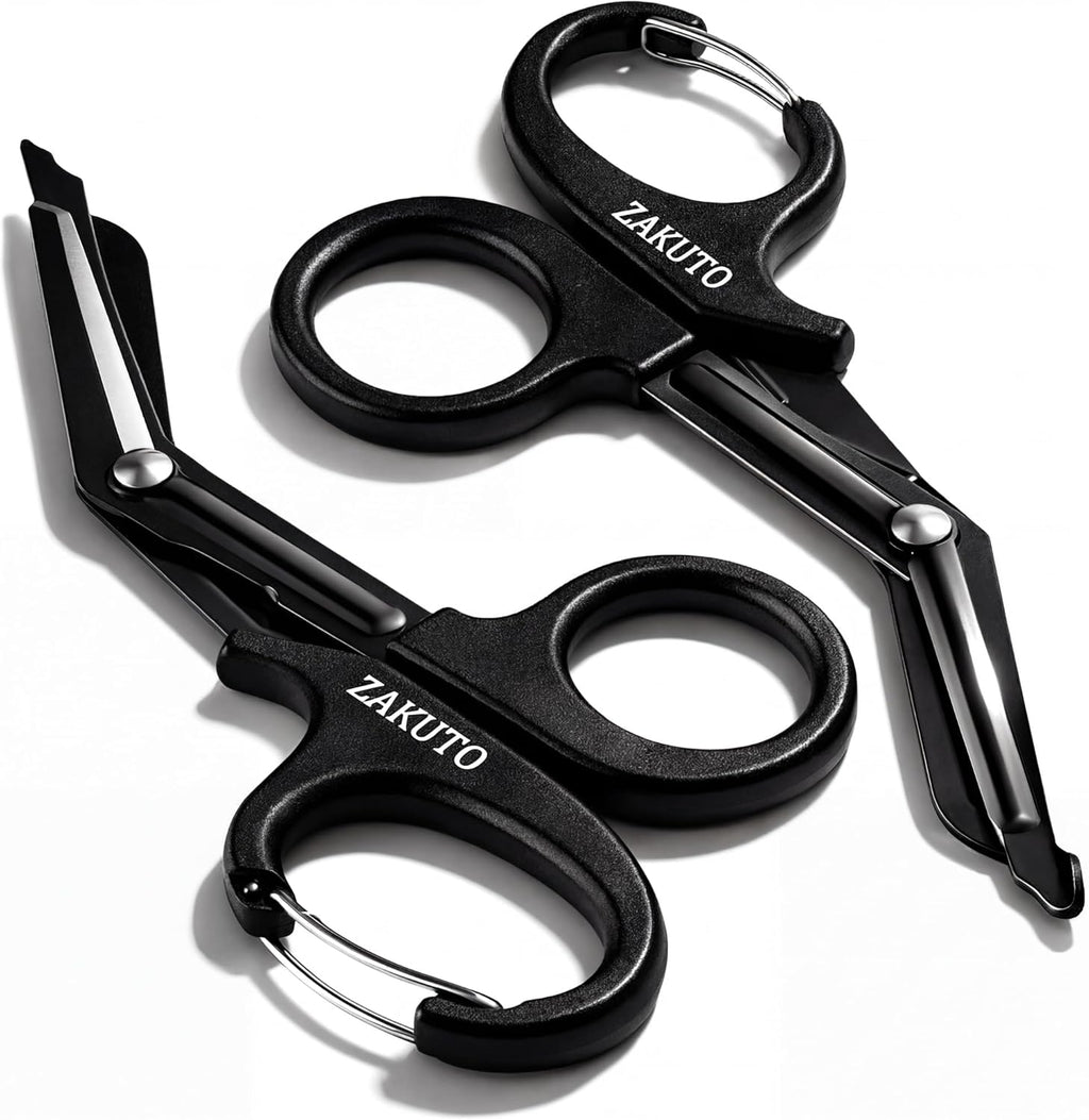 Trauma Shears 2 Pack with Carabiner Clip – 8” Heavy Duty EMT Nurse Scissors, Surgical Medical Bandage & Paramedic Shears for First Aid Emergency, Stainless Steel Non-Stick Blades