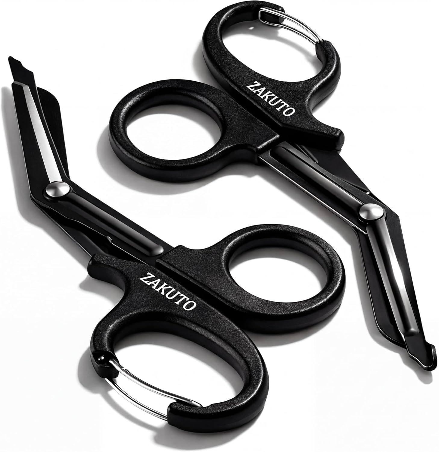 Trauma Shears 2 Pack with Carabiner Clip – 8” Heavy Duty EMT Nurse Scissors, Surgical Medical Bandage & Paramedic Shears for First Aid Emergency, Stainless Steel Non-Stick Blades