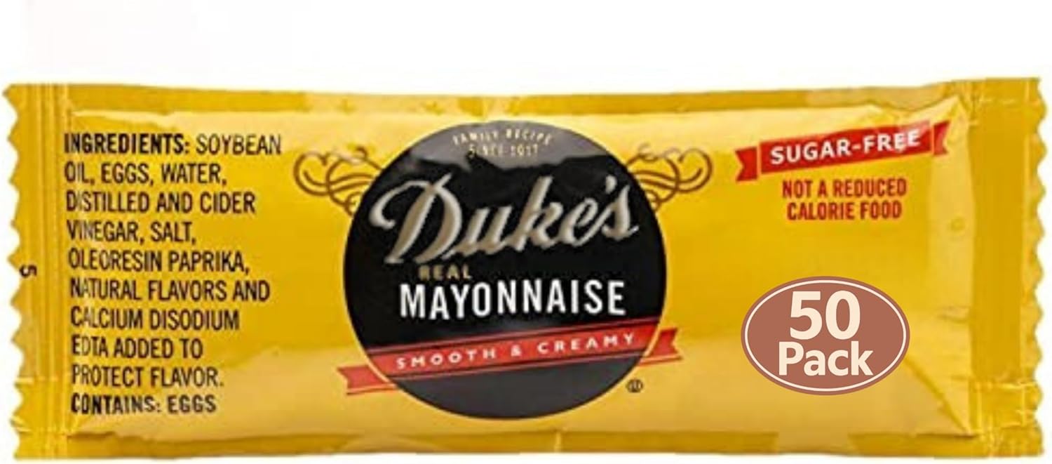 50 Individual Mayo Packets – Smooth & Creamy Dukes Single-Serve Pouches, Sugar-Free