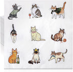 Frienda 60 Pcs Sweet Cat Life Cocktail Napkins 5 x 5 Inch Disposable Beverage Paper Napkins Decorative Dinner Decor for Baby Shower Birthday Home Table Party Supplies
