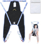 Universal Divided Leg Sling with Head Support for Patient Transferring, Lifting or Positioning,U Shape Lift Sling-Medical Lift Pad for Elderly,Disabled,SWL 500LBS (Black, Large)