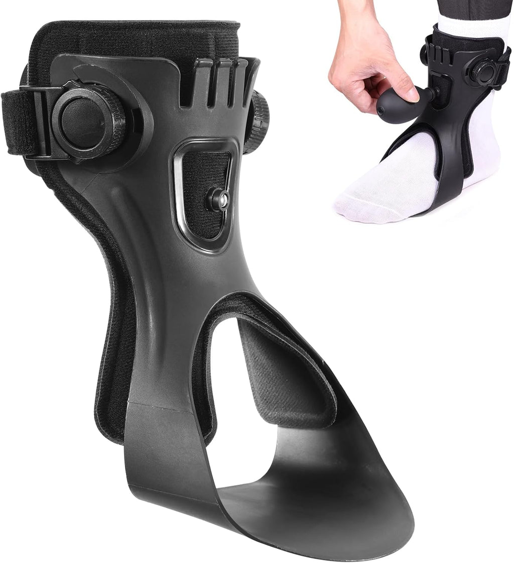 AFO Foot Drop Brace,Medical Ankle Foot Orthosis for Hemiplegia Stroke Varus Walking Support Shoes,Ankle Brace Stabilizer with Inflatable Airbag (Right, Large)