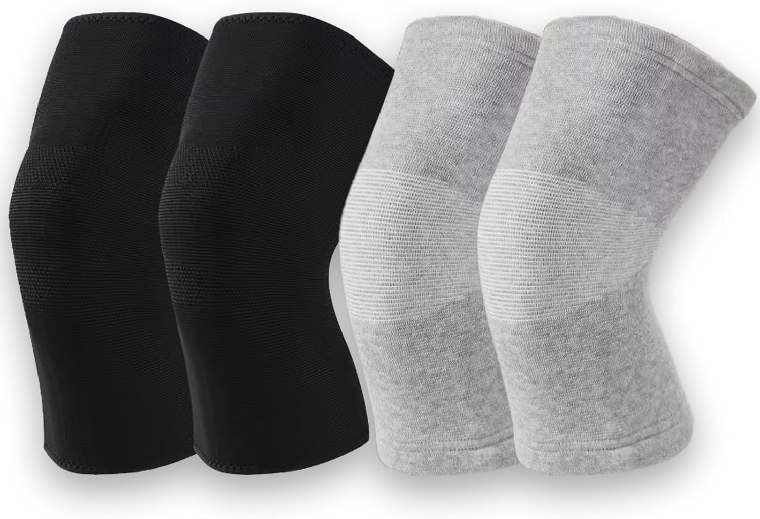 Bamboo Charcoal Compression Knee Sleeve - Elastic Knee Braces Pads Warmers Protective Knee Support for Arthritis and Runners (Gray+Black, Large)