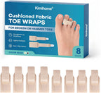 Kimihome Hammer Toe Corrector for Women & Men - Reusable Fabric Broken Toe Wraps - Hammertoe Straightener - Toe Splints for Bent, Curled, Crooked, Claw Toes (4 Large + 4 Small, Beige)