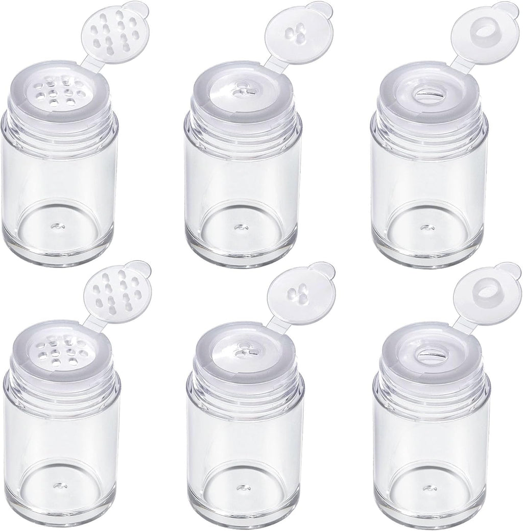 RAYNAG 6 Pieces Mini Empty Loose Powder Bottle Travel Cosmetic Glitter Powder Eye Shadow Shaker Bottle with Sifter and Lids (3 Style)
