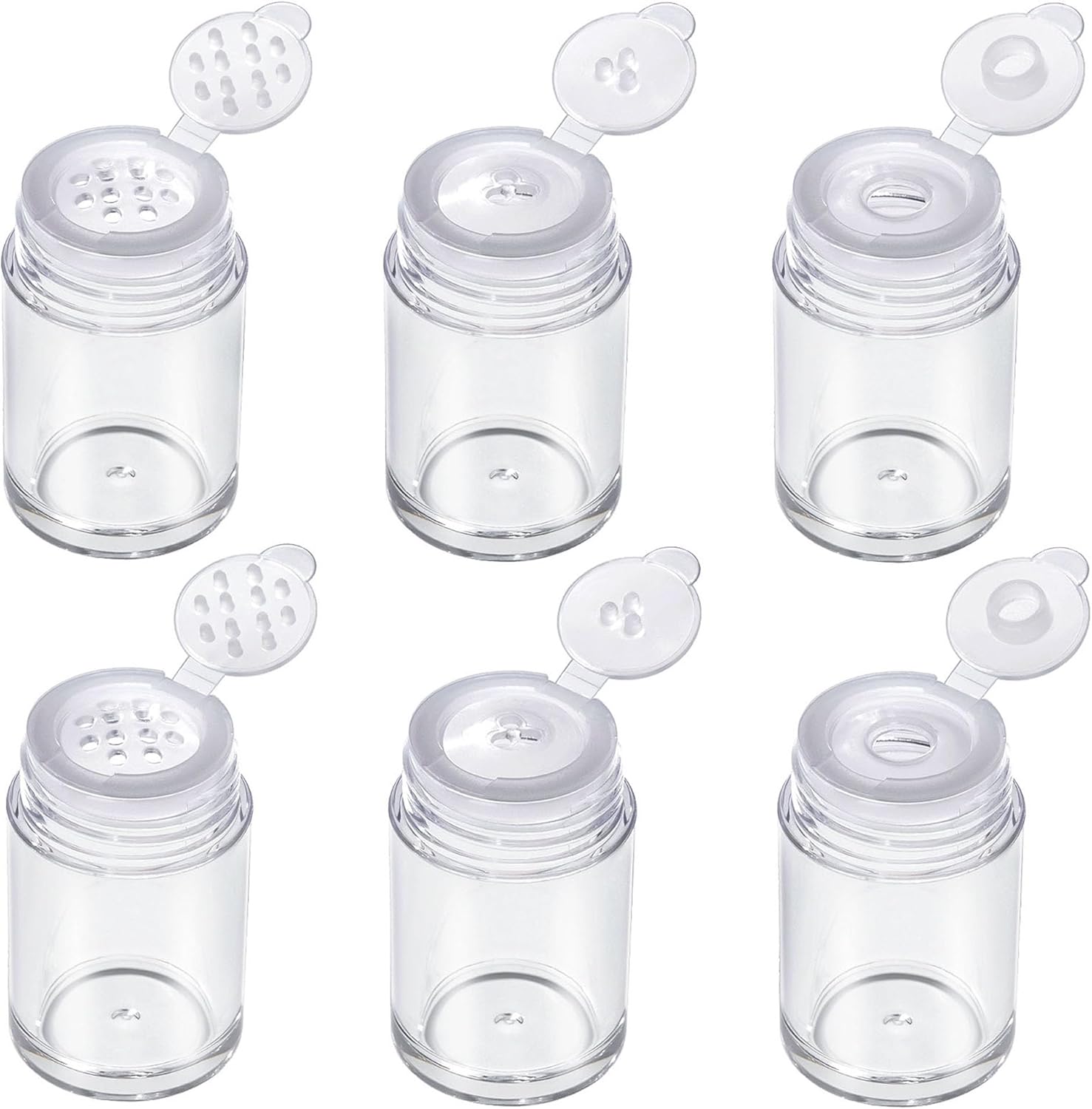 RAYNAG 6 Pieces Mini Empty Loose Powder Bottle Travel Cosmetic Glitter Powder Eye Shadow Shaker Bottle with Sifter and Lids (3 Style)