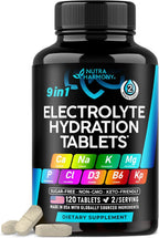 Electrolytes - Electrolyte Tablets with Magnesium, Sodium, Potassium, Chloride, Vitamins D3 & B6, Kelp Powder - Salt Pills - Made in USA - Oral Tablets as Capsules - Vegan & Keto Friendly - 120 Tabs