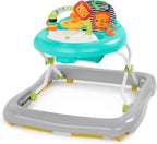 Bright Starts Zig Zag Zebra Baby Walker with Steering Wheel, Lights & Songs, Easy Fold Frame for Storage, Height Adjustable, Ages 6 Months +