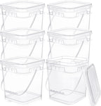 Domensi 6 Pcs Clear Square Bucket with Lid Food Ice Cream Plastic Buckets with Handle Reusable Freezer Containers Industrial Pails for Paint Storage for Kitchen Home(1.5 Gallon)