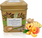 USDA Organic Ceylon Peach Ginger Black Tea 50 Teabags Premium Natural Caffeinated Antioxidant Rich Herbal NON GMO Keto And Diabetic Friendly In Designer Gift Tin - Bulk 2.0G Packets