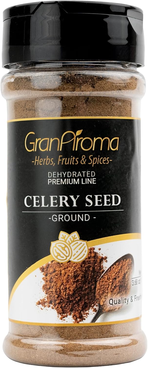 GranAroma Ground Celery Seed, Fresh,Aromatic, Bold, and Flavorful Spice for Cooking & Seasoning (3.68 Ounce)