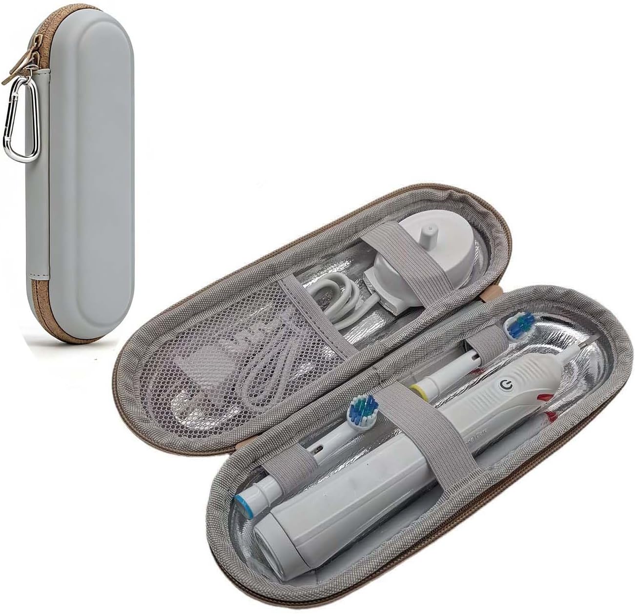 Aluminum Foil Lined Electric Toothbrush Case Compatible for Oral B for Philips Toothbrush, Waterproof Traveling Toothbrush Storage Bag with Mesh Pocket Covers Protection, Only Case
