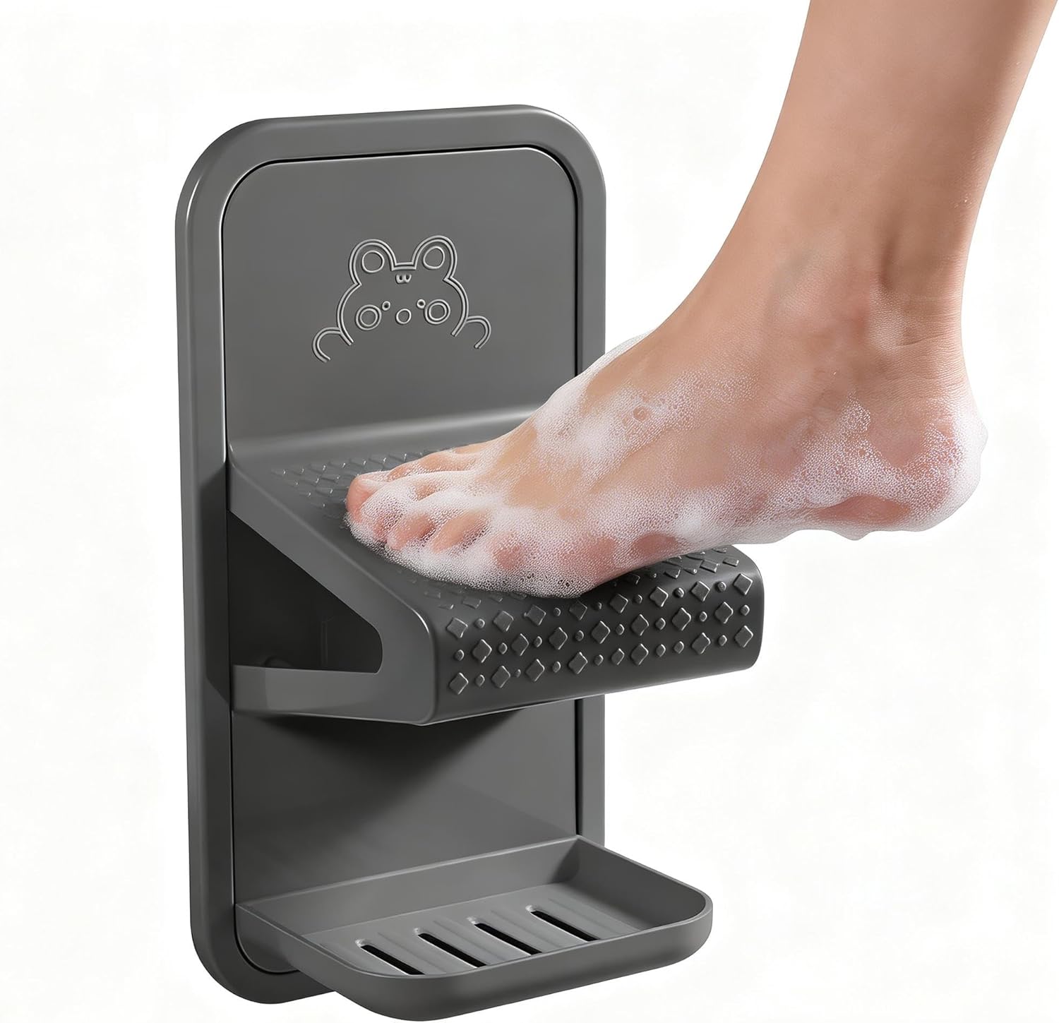 Shower Foot Rest, Shower Benches for Inside Shower to Sit On, Shower Stool for Shaving Legs - Thickened ABS Shower Foot Stool with Non-Slip Strip, Drainable Soap Box Storage（Dark Gray）