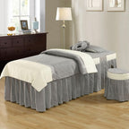 KKLT 4-Piece Massage Table Sheet Set,Cotton Living Room Beauty Bed Cover Solid Color Stain-Resistant Massage Table Skirt Includes Pad and Face Rest Cover-Gray-a 190x80cm(75x31inch)