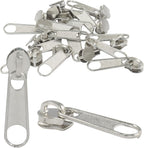 Piutouyar 200 Pack #3 Zipper Sliders Replacement, Silver Zipper Pulls Bulk for Nylon Coil Zippers Repair Kits for Luggages Jacket Purses Bags