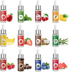 Nomeca Food Flavoring Oil, Candy Flavors Strawberry Chocolate Vanilla Flavoring Extract for Baking Cooking and Lip Gloss Making, Water & Oil Soluble - .2 Fl Oz / 6 ml with Droppers (Pack of 12)