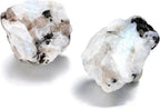 Jovivi 2pcs Raw Rainbow Moonstone Crystals,Large 1.6-2.2" Healing Crystals Natural Rough Stones Crystal for Tumbling, Cabbing, Home Decoration, Polishing, Wicca & Reiki