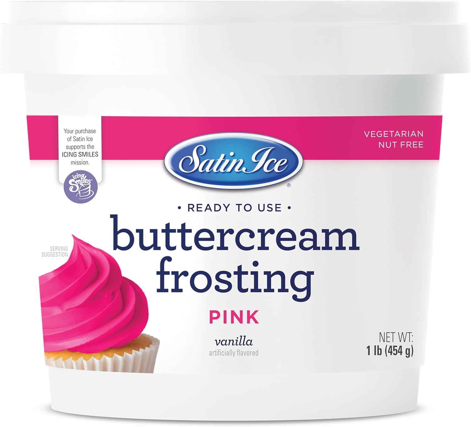 Satin Ice Pink Buttercream Frosting - 1lb - Pail