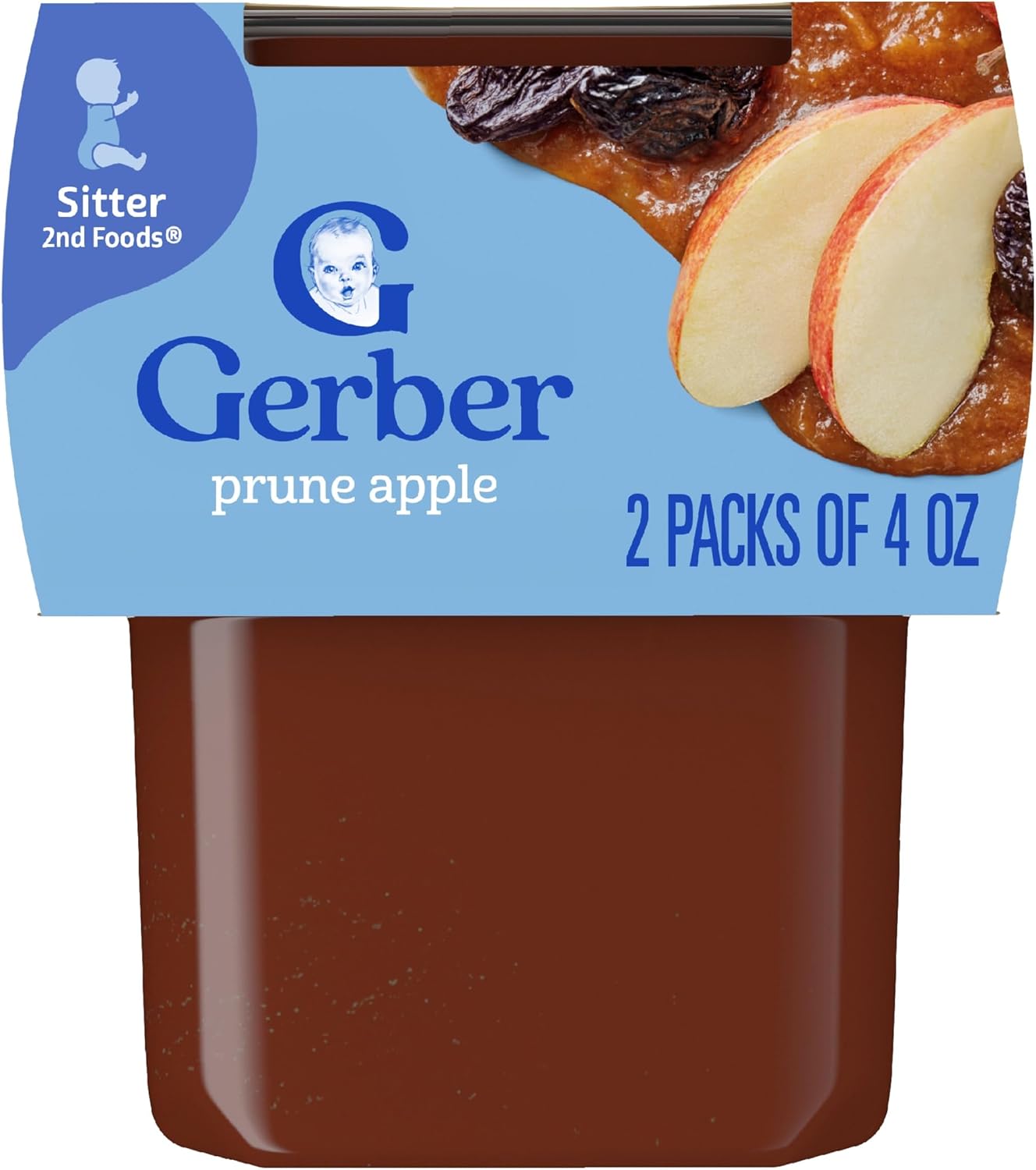 Gerber Stage 2 Baby Food, Prune Apple Puree Tubs, Baby Puree, 16PK