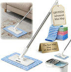 Convenient Cloth Changing Mini Mop Flat Push Design, Lazy Portable Self-Squeeze Mop Set, Wall-Mountable Durable Handle & Non-Slip Grip, Reusable Pads for Home Use with 5 Cloths Included