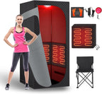 Portable Infrared Sauna Room, Dry Sauna Tent for Detoxification and Relaxation with Red Light Therapy and Folding Chair, 9 Levels, 32″×35″×71″