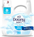 Downy Free & Gentle Liquid Fabric Softener, 140 fl oz, 190 Loads, Hypoallergenic, Sensitive Skin Friendly Fabric Conditioner Liquid