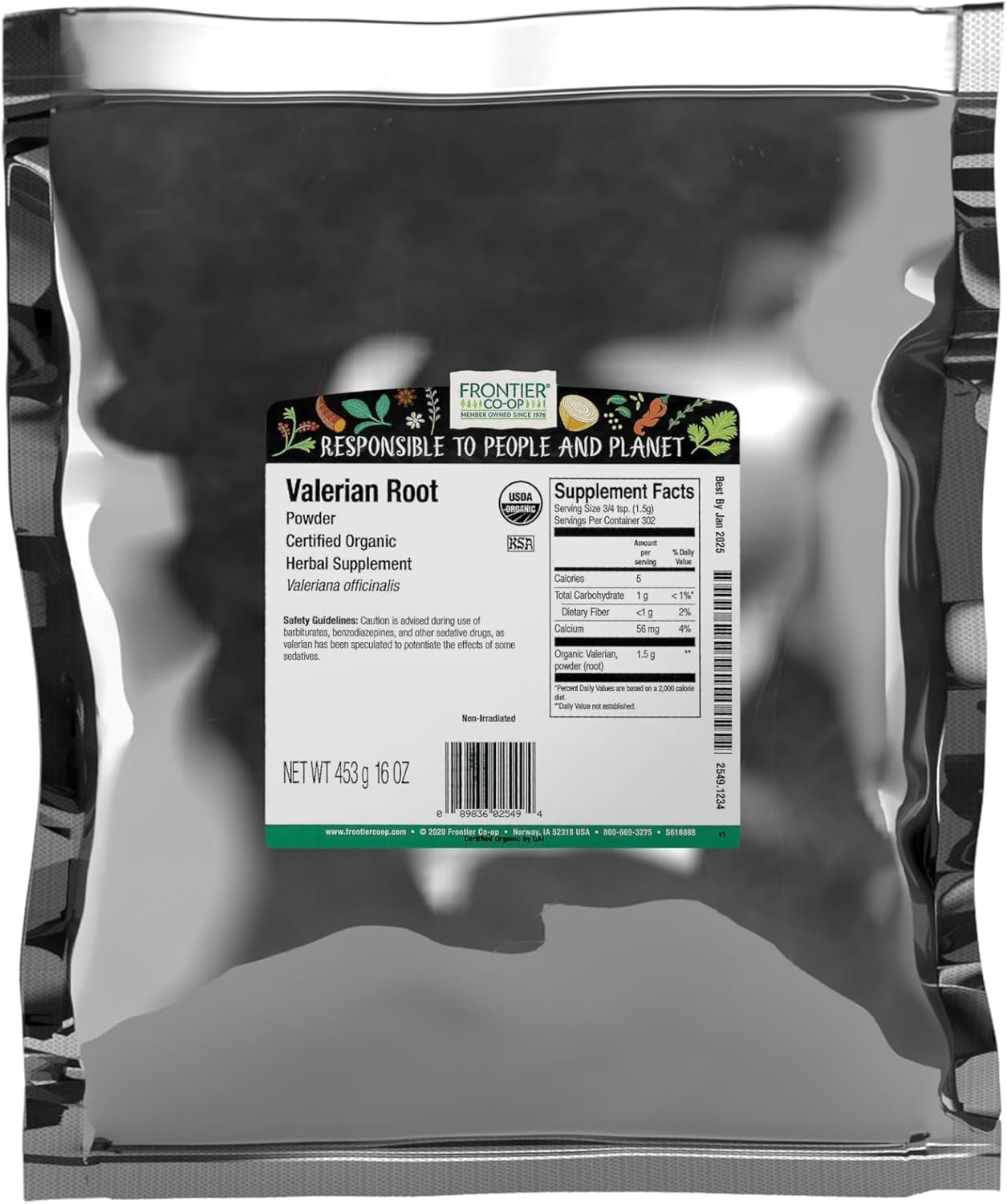 Frontier Organic Valerian Root, 1-Pound, Certified Organic, Kosher, Cut & Sifted, Bedtime Formulas and Sleep Pillows, Kosher