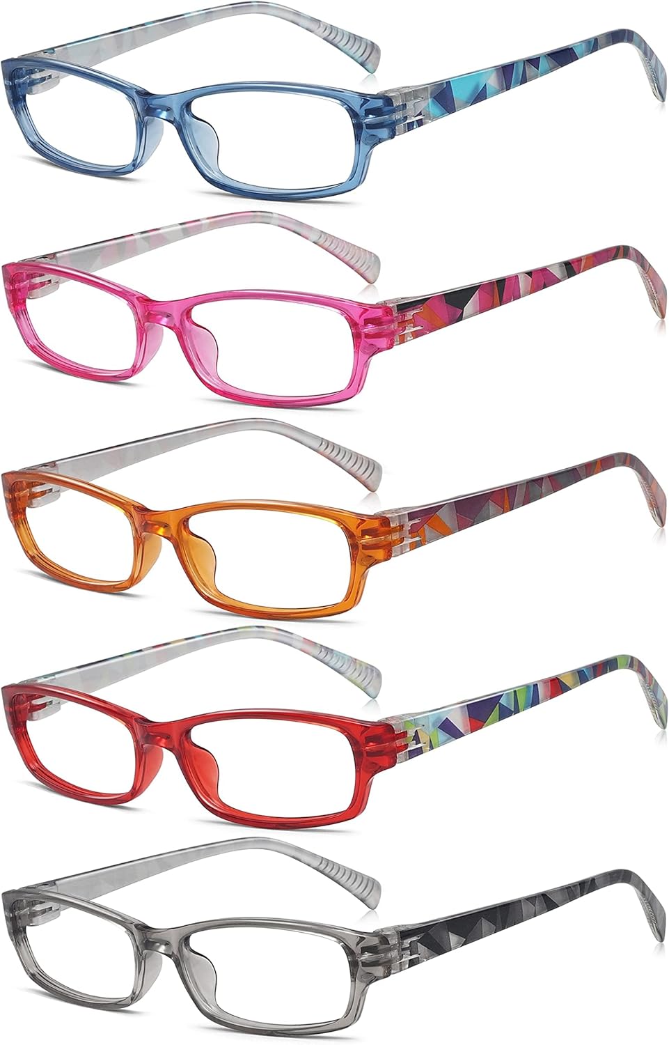 Eyekepper 5-Packs Metalless Design Reading Glasses for Women Screwless Spring Hinges Ladies Readers +1.5