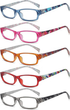 Eyekepper 5-Packs Metalless Design Reading Glasses for Women Screwless Spring Hinges Ladies Readers +2.5